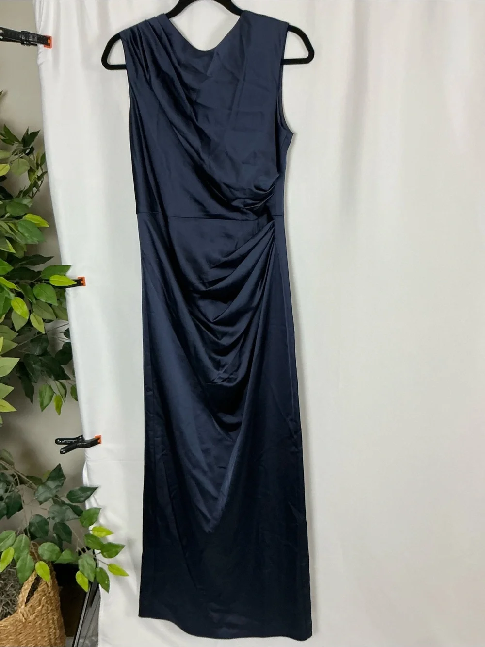 After Six Midnight Navy High Neck Satin Sleeveless Maxi Dress - Picture 2 of 7